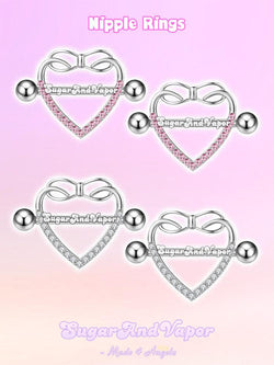 Coquette Girly Heart Nipple Rings Set-Nipple Rings-SugarAndVapor