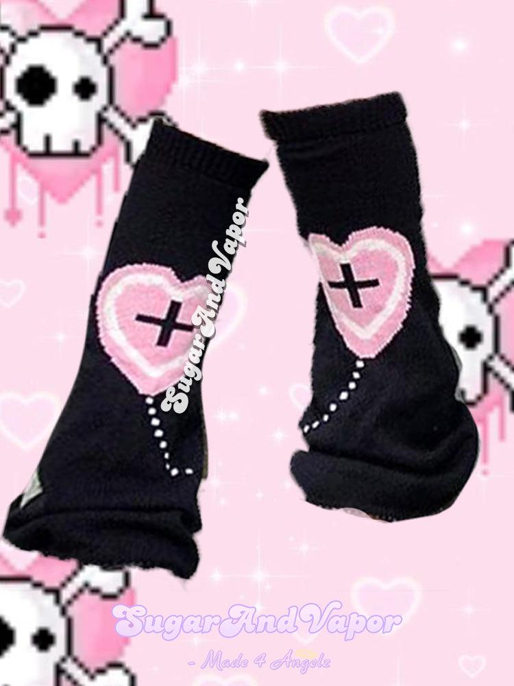 Cute Heart Reversible Leg Warmers-SOCKS & TIGHTS-SugarAndVapor