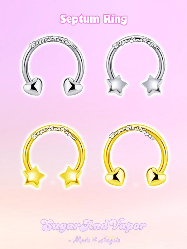 Cute Simple Heart Star Septum Ring-Nose Rings-SugarAndVapor