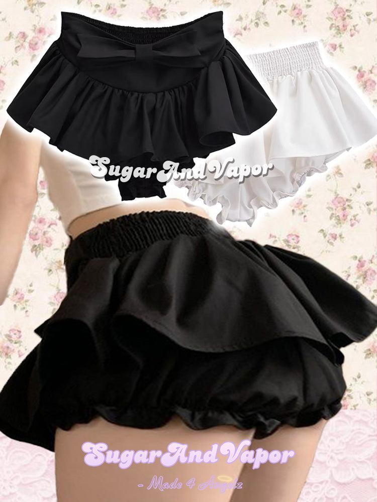 Danae Cute Bows Mini Flared Bloomers-Skirts-SugarAndVapor