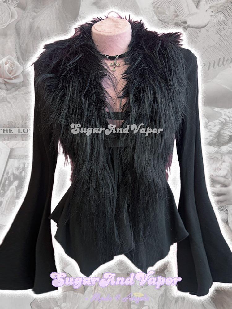 Dark Swan Gothic Faux Fur Overlay Vest-TOPS-SugarAndVapor