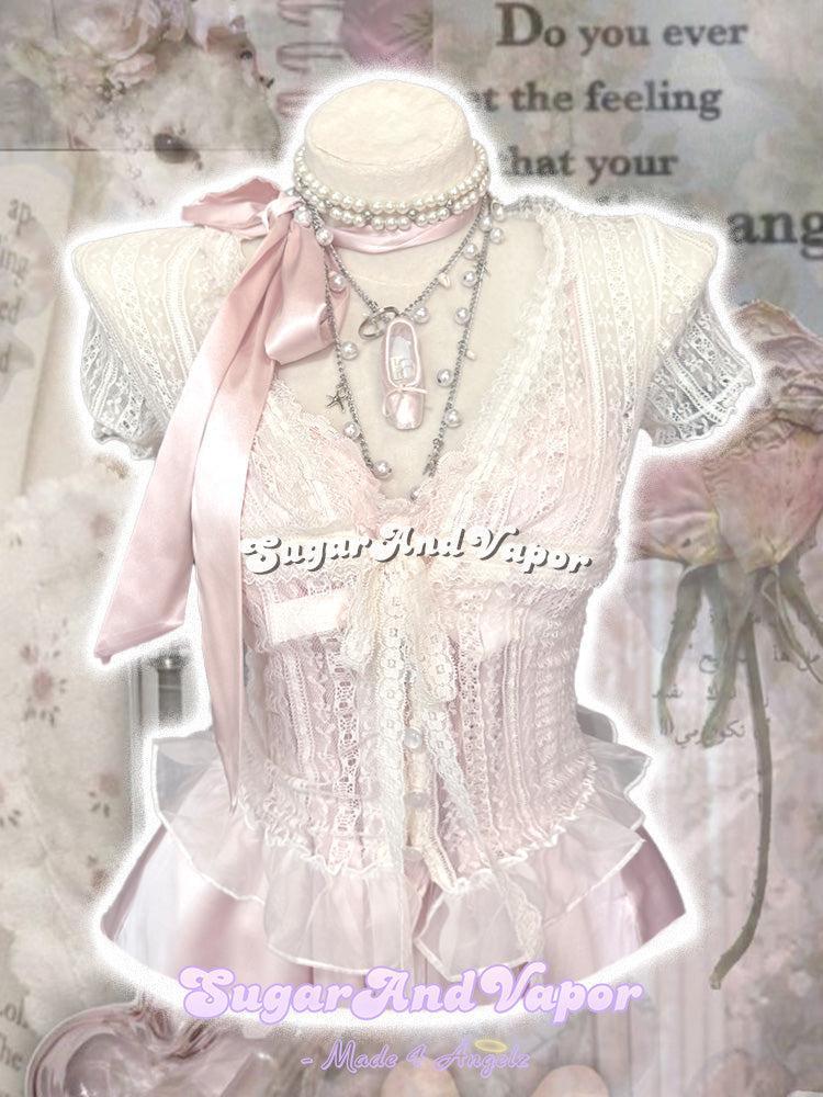 Delphine French Lace Sheer Over Blouse Top-TOPS-SugarAndVapor