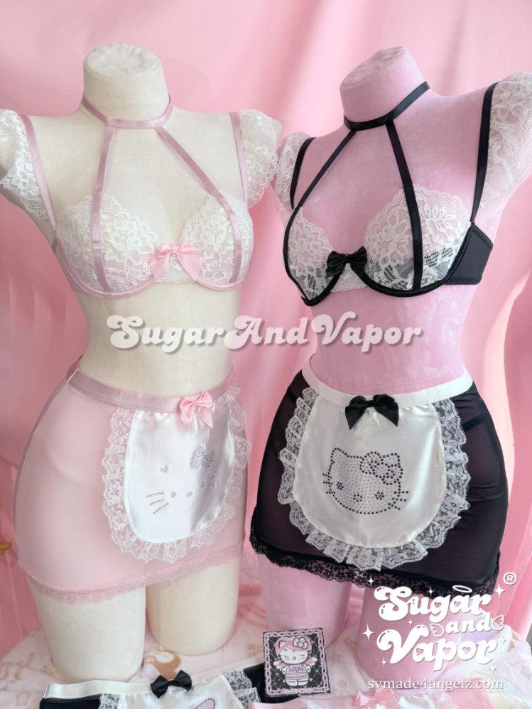 Demetria Kawaii Maid Lace Lingerie Set-Lingeries-SugarAndVapor