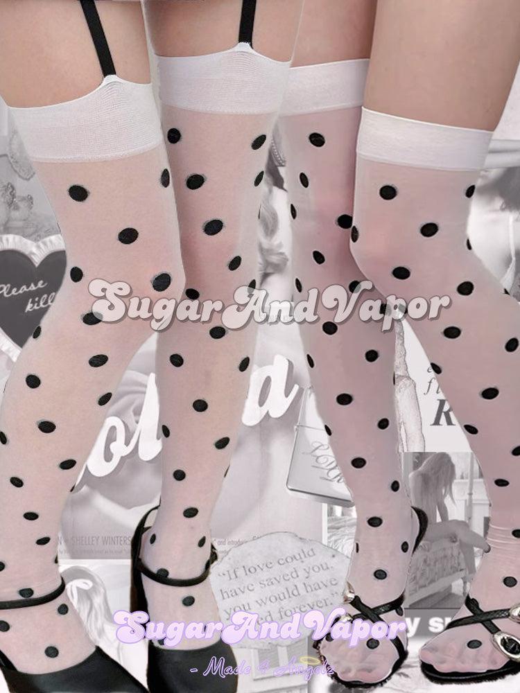 Dorothy Polka Dot Sheer Thigh High Stockings Set-SOCKS & TIGHTS-SugarAndVapor