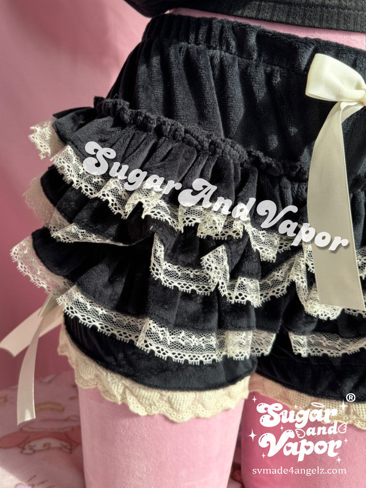 Dovie Warm Velvet Flared Mini Skort-Skirts-SugarAndVapor