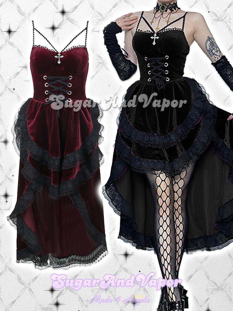 Drusilla Vampaire Princess Velvet Gown Dress (come with gift gloves)-DRESSES-SugarAndVapor