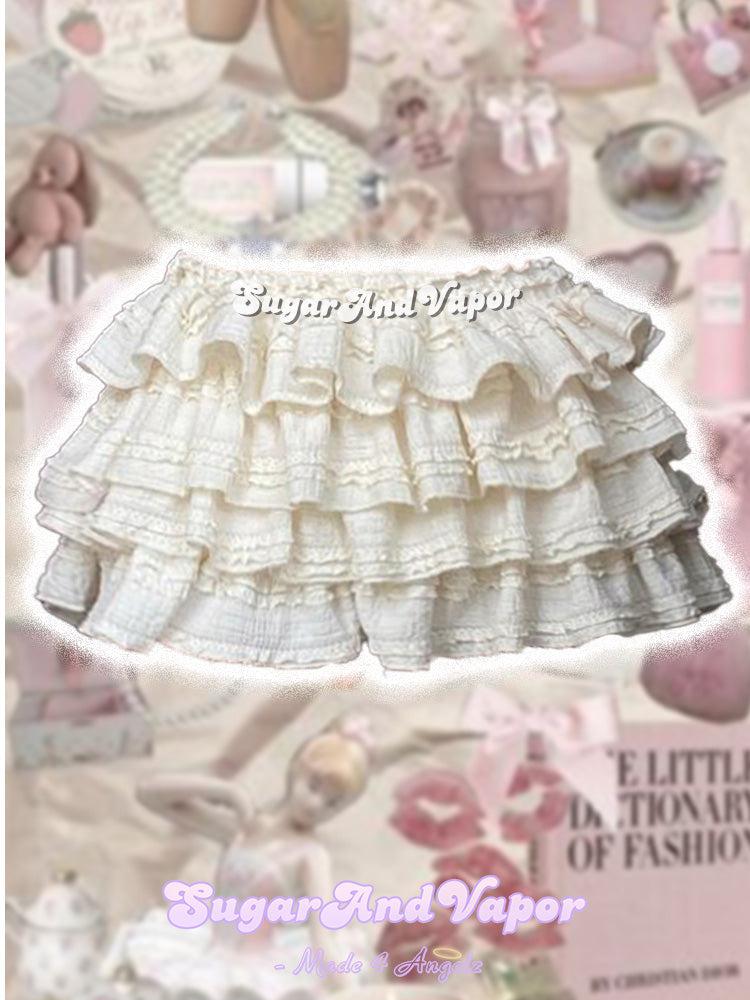 Dulcie Éclair Cute Ruffled Mini Skirt-Skirts-SugarAndVapor