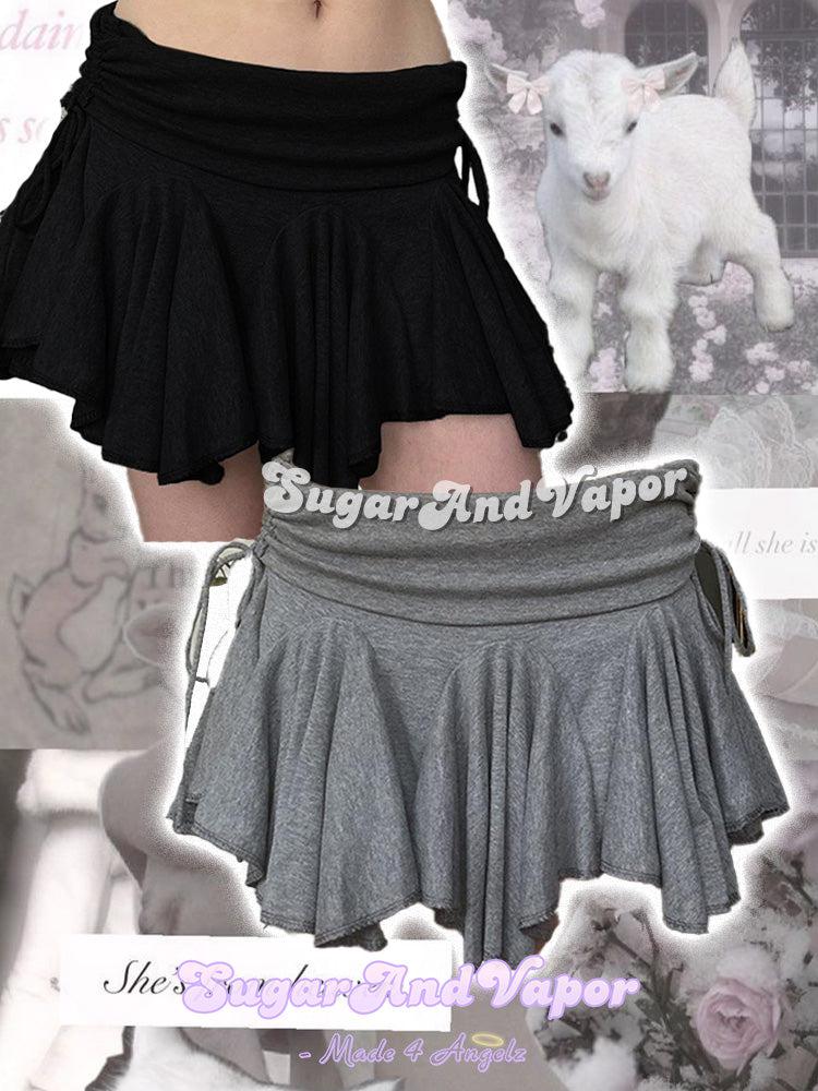 Ebonia Grunge Doll Flared Mini Skirt-Skirts-SugarAndVapor