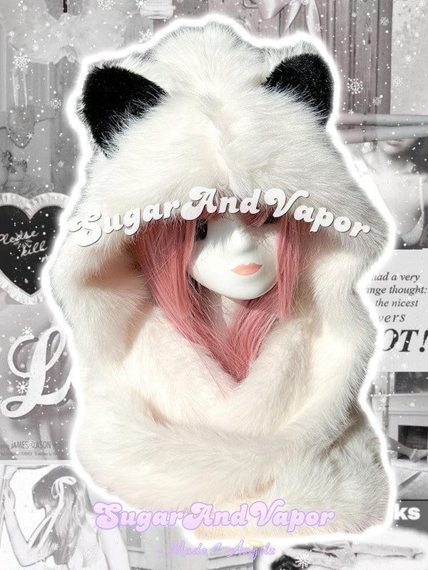 Eira Furry Ears One-piece Hat Scarf-Hats-SugarAndVapor