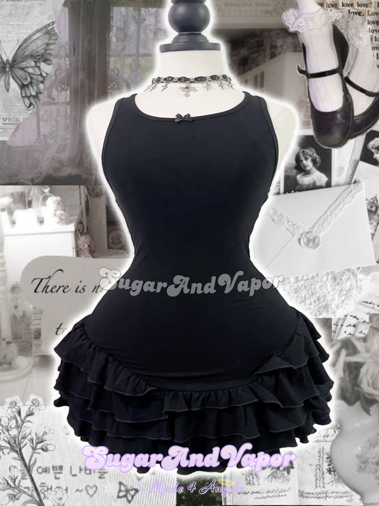 Elara Ballet Fit Ruffle Bodysuit Mini Dress-DRESSES-SugarAndVapor