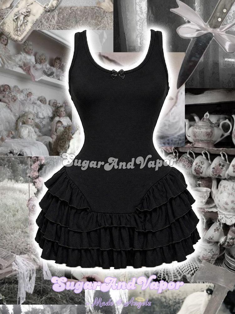 Elara Ballet Fit Ruffle Bodysuit Mini Dress-DRESSES-SugarAndVapor