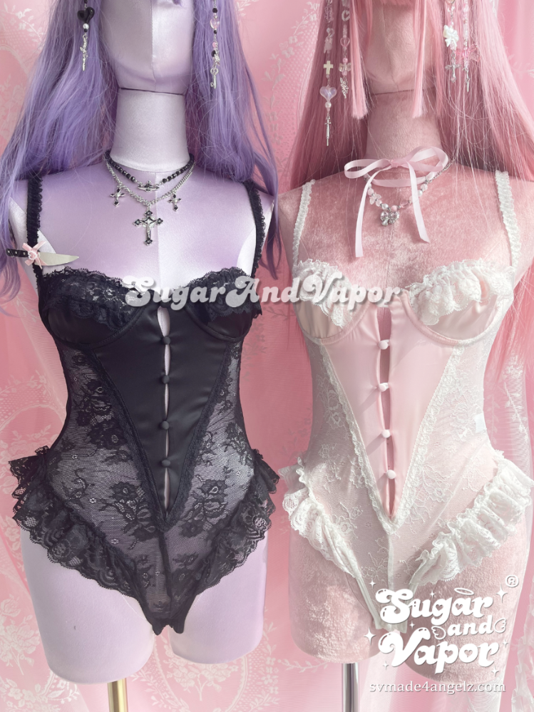Eleanor See-through Lace Bodysuit Lingerie-Lingeries-SugarAndVapor