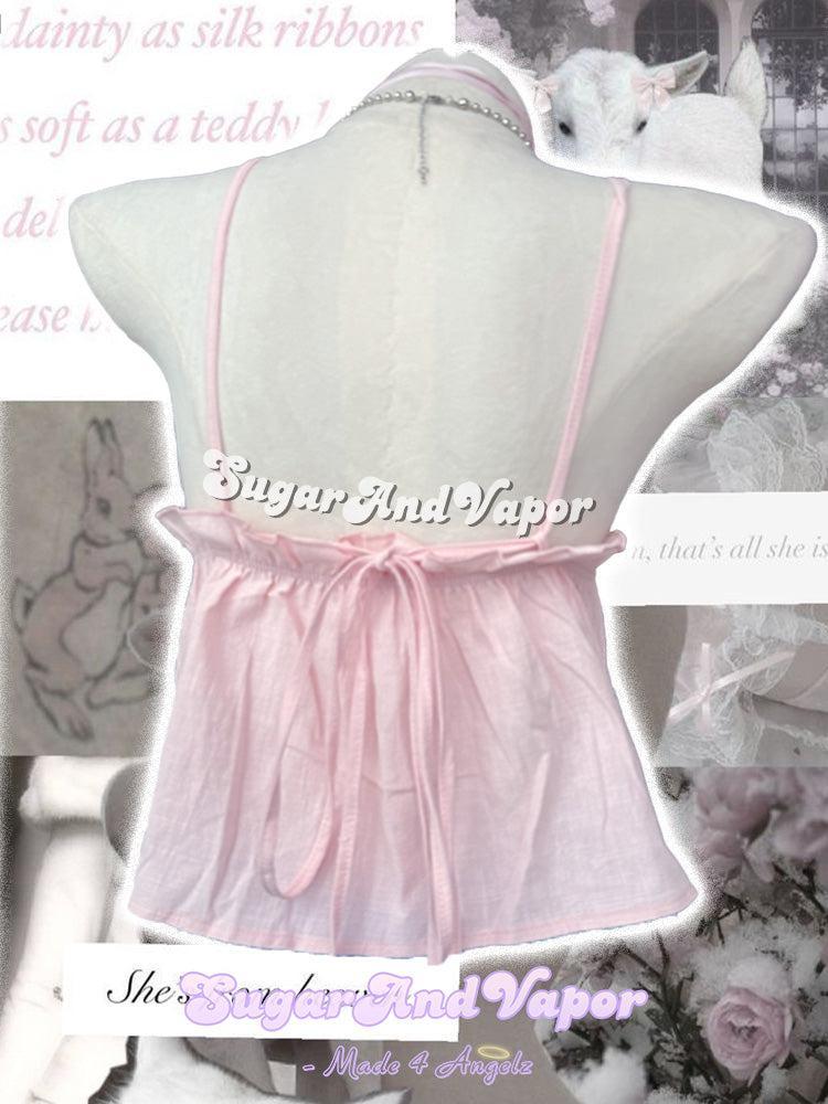 Ellen Pink/Brown Babydoll Strappy Top-TOPS-SugarAndVapor