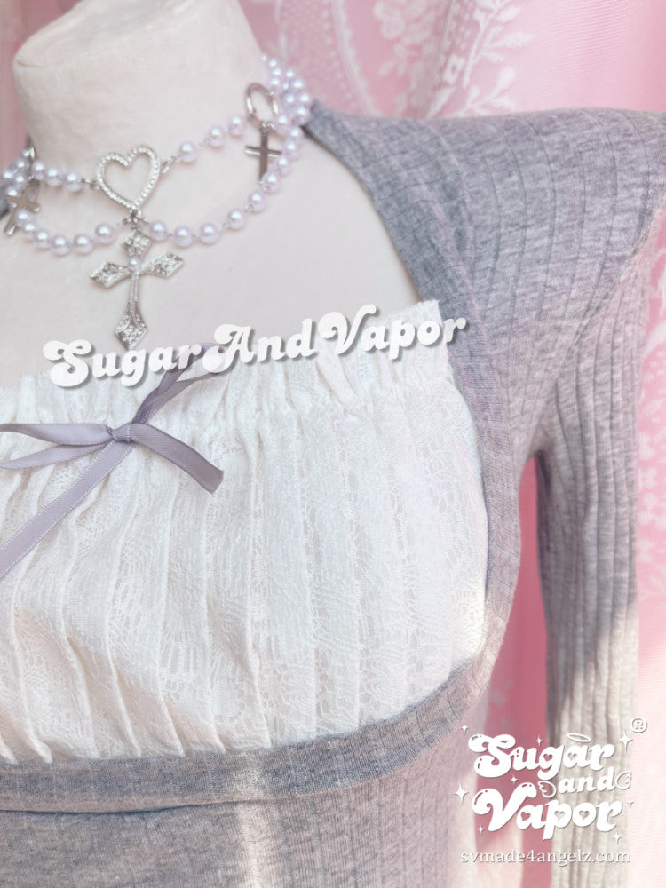 Eloise Lace Patch Shrug Style Top-TOPS-SugarAndVapor