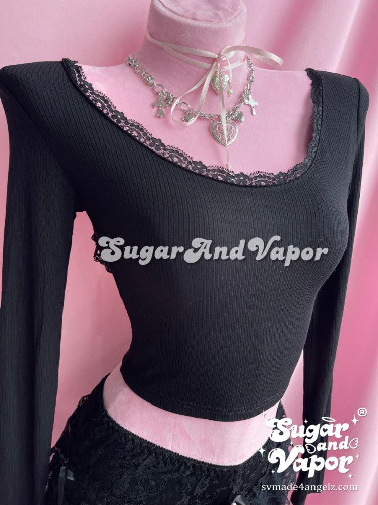 Elowen Ribbed Lace Backless Long Sleeve Top-TOPS-SugarAndVapor