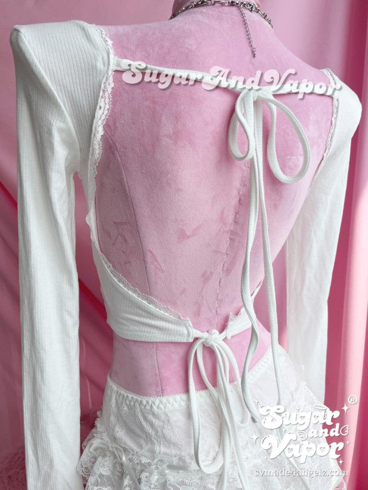 Elowen Ribbed Lace Backless Long Sleeve Top-TOPS-SugarAndVapor