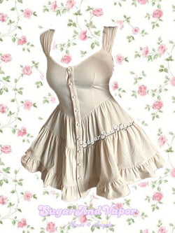 Ember Cream Ruffle Mini Flared Dress-DRESSES-SugarAndVapor