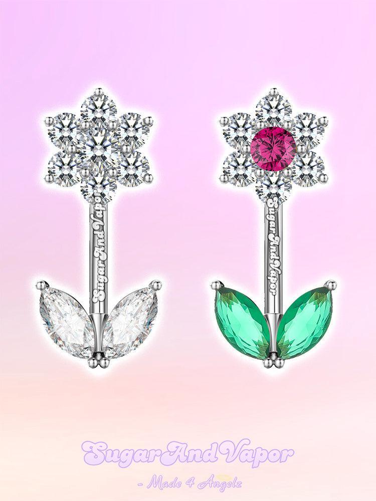 Fairy Flora Sparkle Daisy Gem Top Mounting Belly Ring-Belly Ring-SugarAndVapor