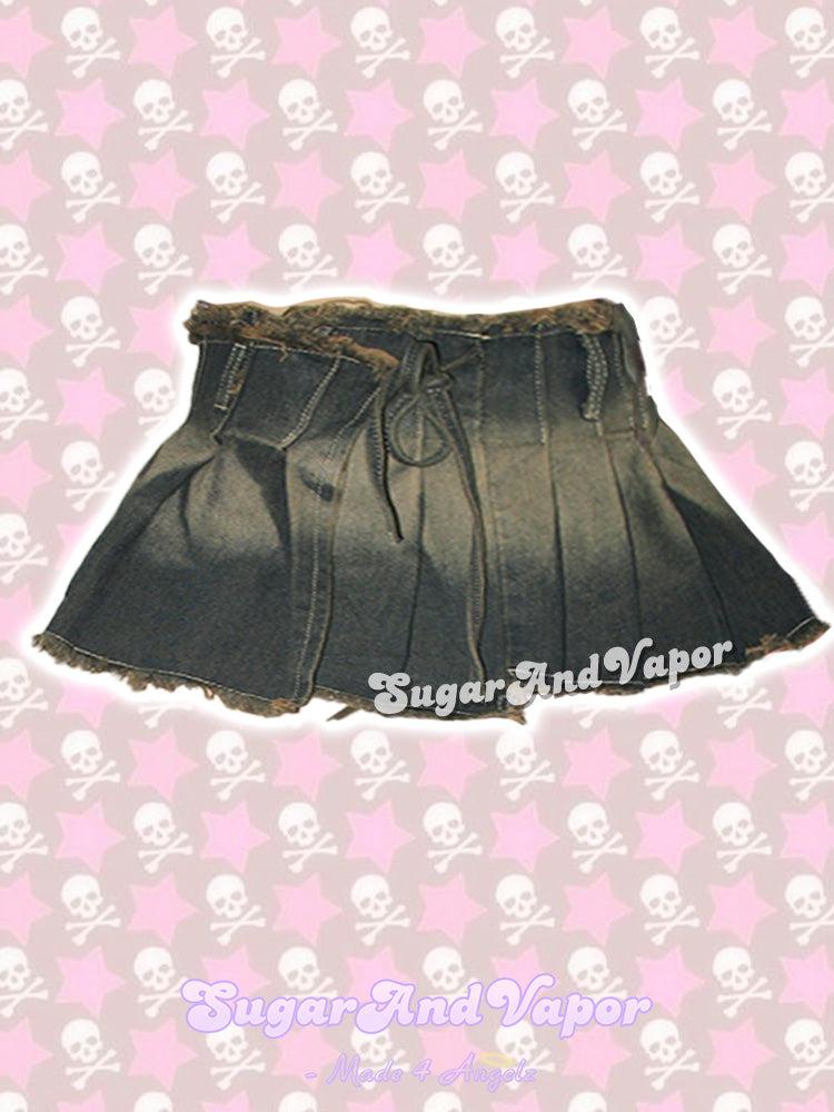 Fairy Grunge Mini Denim Wrap Skirt-Skirts-SugarAndVapor