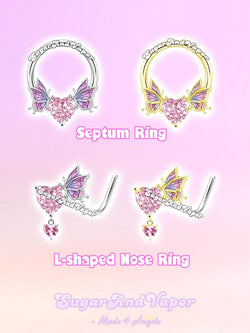 Fairy Wings Heart Gem Nose Ring/ Septum Ring-Nose Rings-SugarAndVapor
