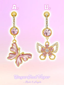 Farfalla Pink Butterfly Gold Belly Ring-Belly Ring-SugarAndVapor