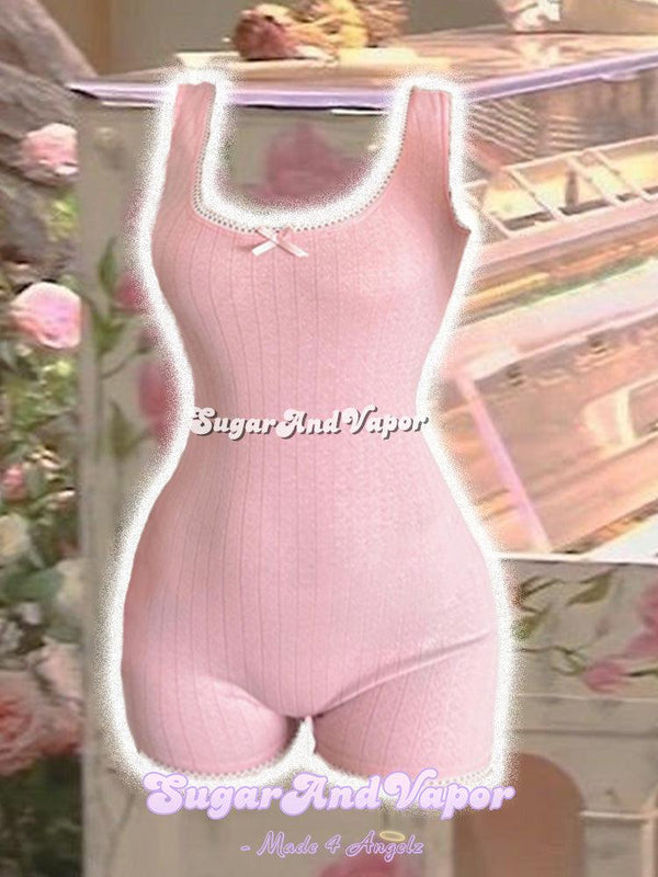 Fleur Amie Pink Pointelle Girly Romper-DRESSES-SugarAndVapor