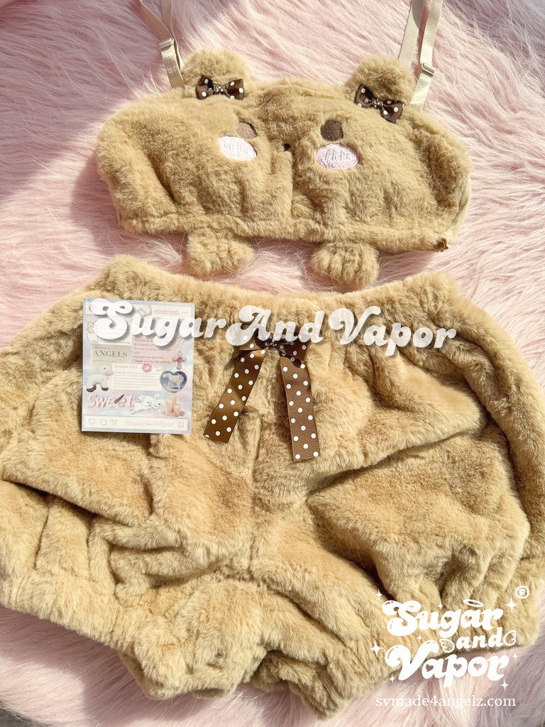 Furry Kawaii Bear Plush Pajama Set-Lingeries-SugarAndVapor