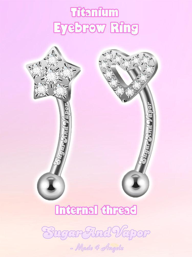 Girly Titanium Internally Threaded Eyebrow Ring-Belly Ring-SugarAndVapor