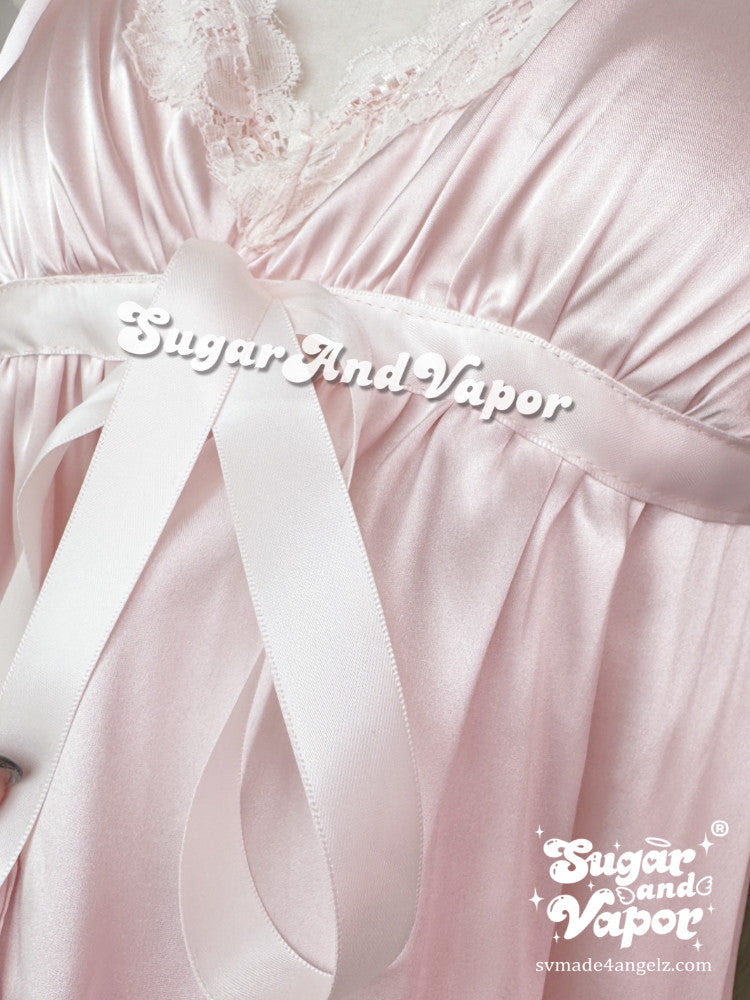 Giselle Rosé Pearl Satin Babydoll Cami Top-TOPS-SugarAndVapor