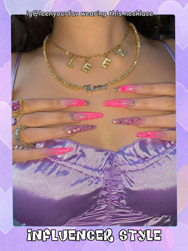 Gold Custom Name Bling Necklace-NECKLACES-SugarAndVapor