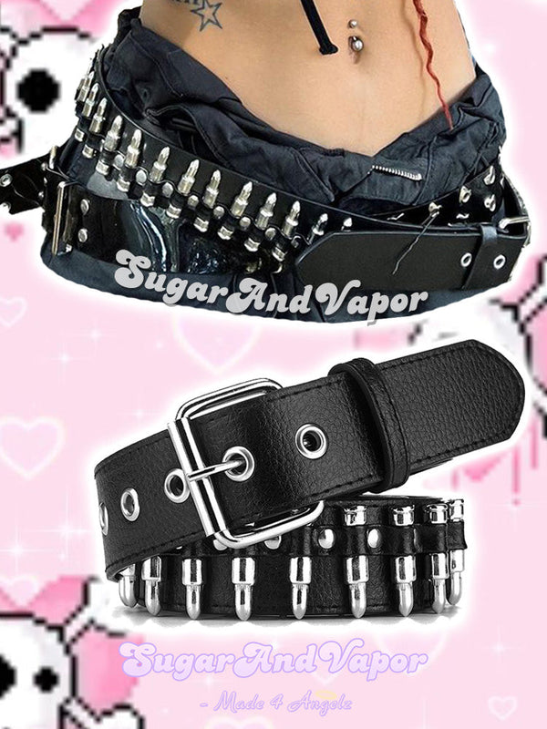 Grunge Bullet-shaped Pu Leather Belt-BELTS-SugarAndVapor