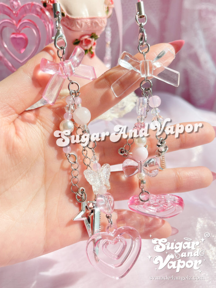 Handmade Pink Lolita Beaded Book/Key/Phone Charms-Gifts-SugarAndVapor