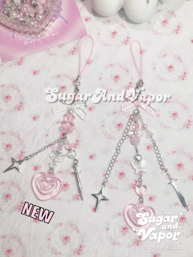 Handmade Pink Lolita Beaded Book/Key/Phone Charms-Gifts-SugarAndVapor