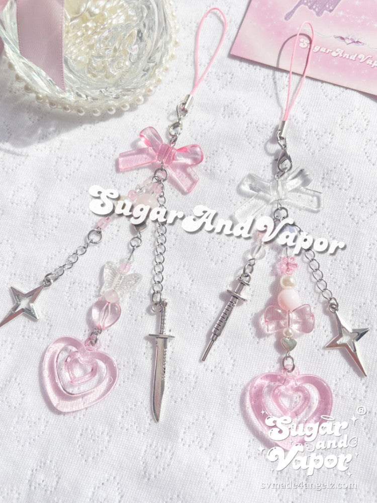 Handmade Pink Lolita Beaded Book/Key/Phone Charms-Gifts-SugarAndVapor