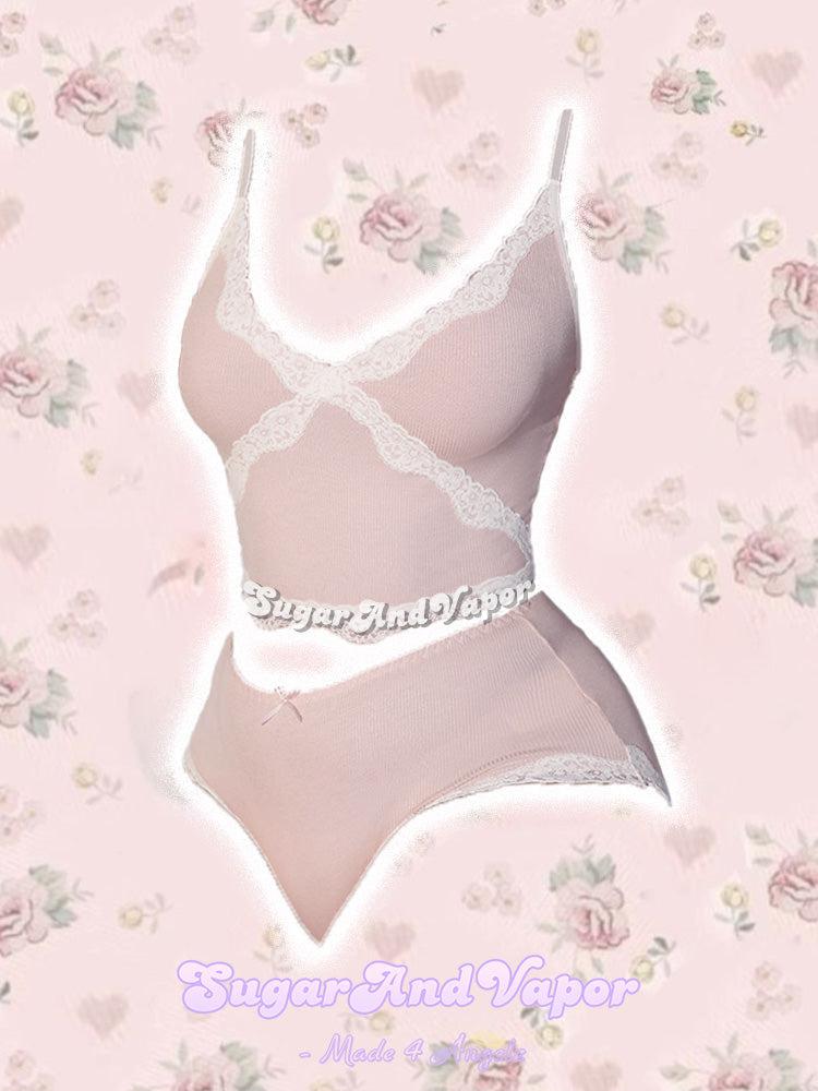 Harlowe Ash Pink Lace Lingerie Set-Lingeries-SugarAndVapor