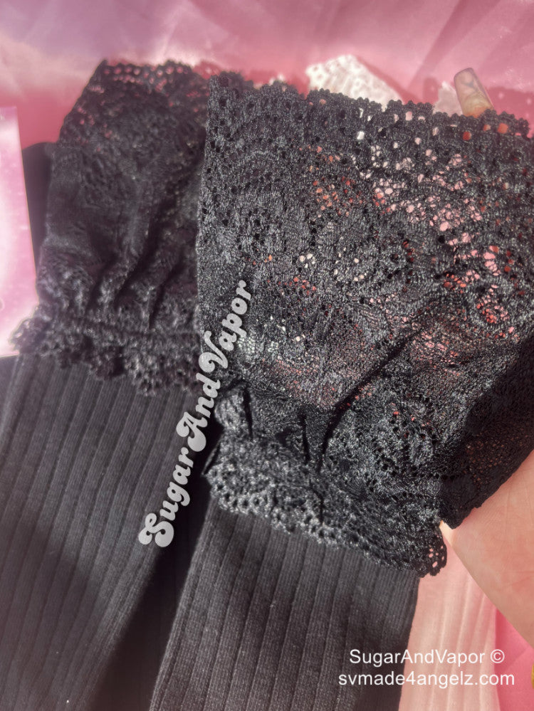 Harper Lace Knitted Tigh High Stockings-SOCKS & TIGHTS-SugarAndVapor