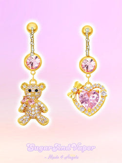 Honey Bear Pink Gem Gold Belly Ring-Belly Ring-SugarAndVapor