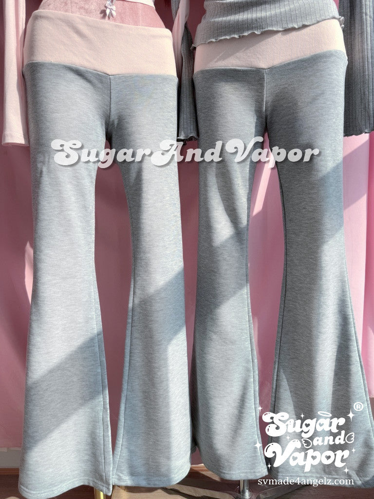 Isolde Grey Coquette Low-rise Flared Jogger Pants-Pants-SugarAndVapor