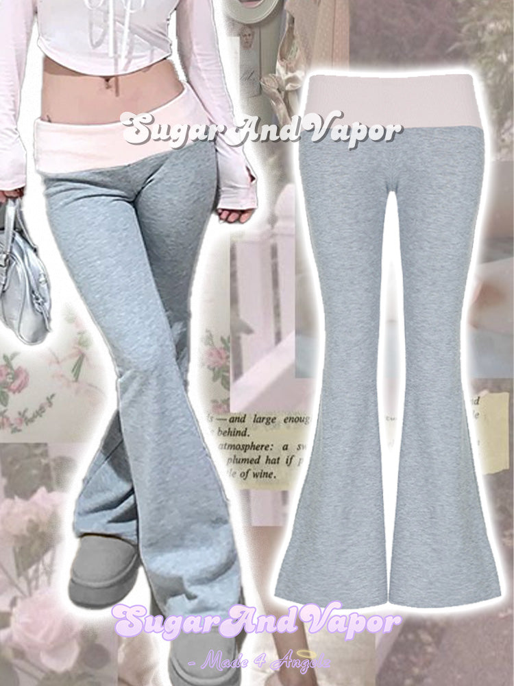 Isolde Grey Coquette Low-rise Flared Jogger Pants-Pants-SugarAndVapor