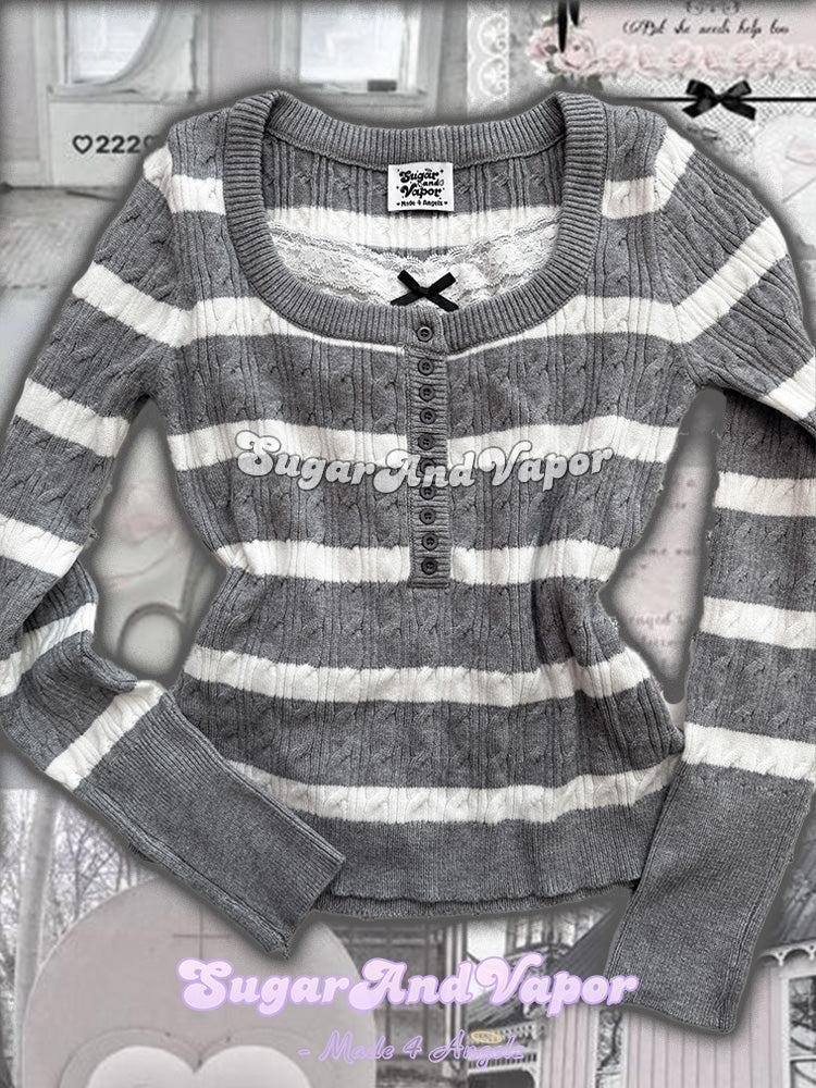 Ivy Grey Cozy Cable Knit Sweater + Lace Cami Set-TOPS-SugarAndVapor