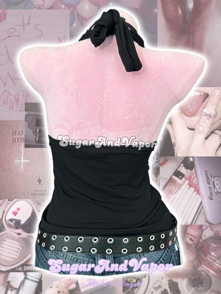 Jade Thorn Y2K V-neck Halter Top-TOPS-SugarAndVapor