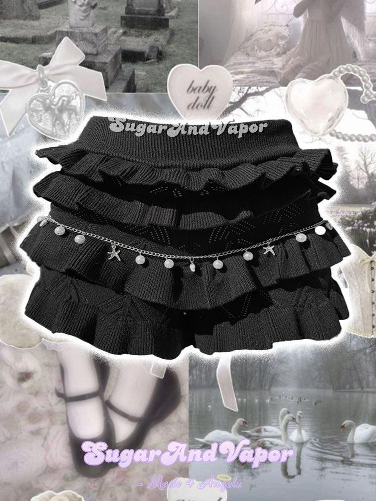 Jessica Knit Hollow-out Ruffle Bloomers-Shorts-SugarAndVapor