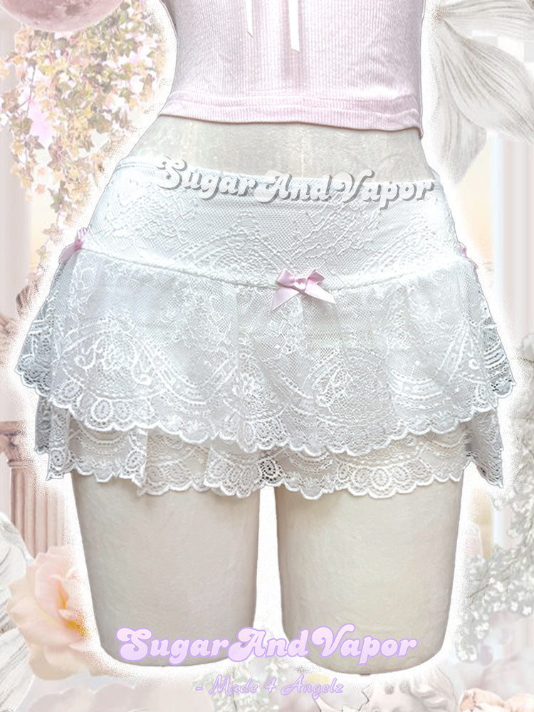 Kailani Pink bows Lace Jacquard Mini Skort-Skirts-SugarAndVapor