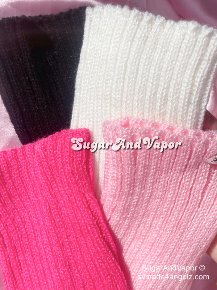 Kawaii Girly Knitted Arm/Leg Warmers-SOCKS & TIGHTS-SugarAndVapor