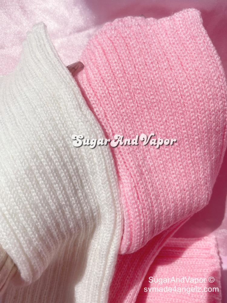 Kawaii Girly Knitted Arm/Leg Warmers-SOCKS & TIGHTS-SugarAndVapor