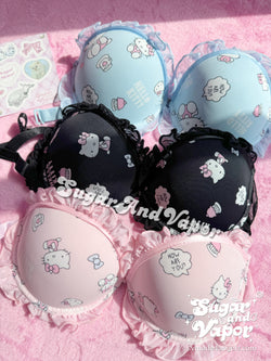 Kawaii Kitty Girly Underwire Support Bra 2.0-Lingeries-SugarAndVapor