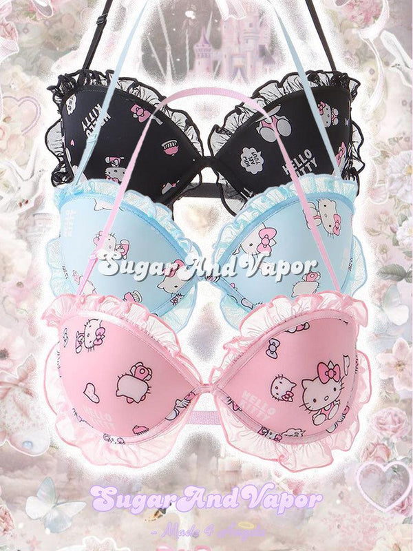 Kawaii Kitty Girly Underwire Support Bra 2.0-Lingeries-SugarAndVapor