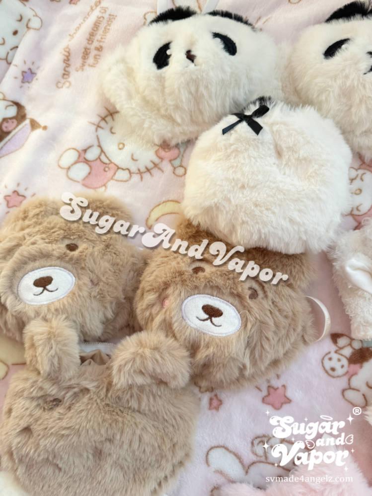 Kawaii Plush Animals 2 Pcs Warm Furry Bra Set-Lingeries-SugarAndVapor