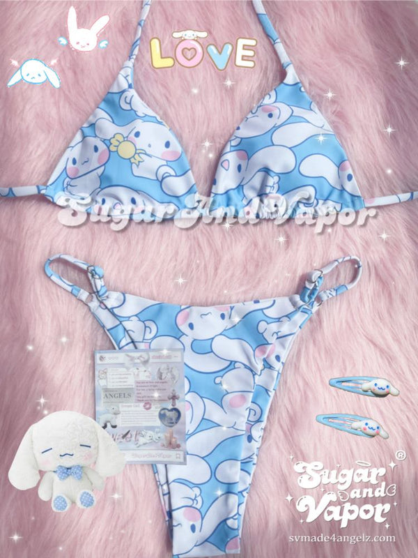 Kawaii White Puppy Bikini Set-Swimsuits-SugarAndVapor