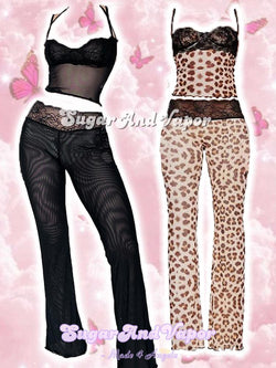 LIV Summer Mesh Lace Patch 2 Pieces Set-Pants-SugarAndVapor